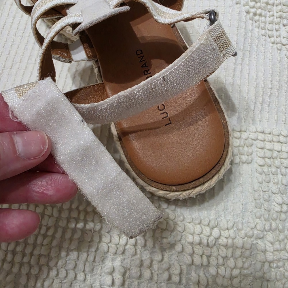 Lucky Brand Emiley Strappy Platform Sandals Size 9M Espadrille Ivory Beige Style - Picture 5 of 11